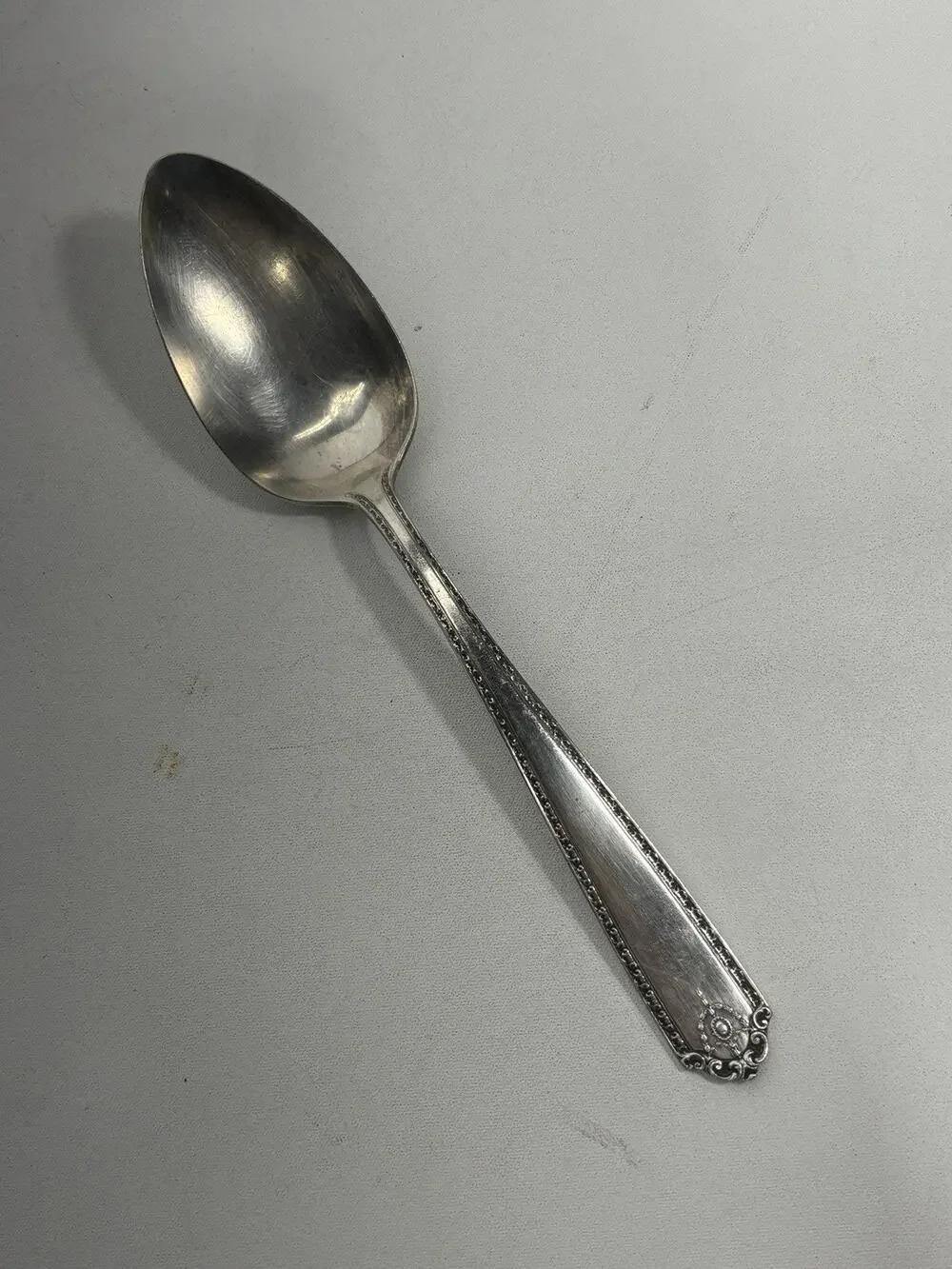 Vintage Wm A Rogers Luxor Plate Silverplate 8.5” Serving Spoon Art Deco